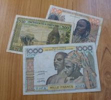 Lot ++ 3 alte Banknoten aus Africa de l`Oest ab 1961